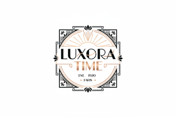 Luxora Time Logo - Rose Gold Art Deco