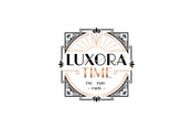 Luxora Time Logo - Rose Gold Art Deco